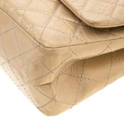 Pre Owned حقيبة شانيل 226 جلد ريشيو 2.55 مبطن جلد ذهبي مبطن بقلاب