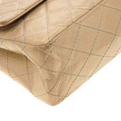 Pre Owned حقيبة شانيل 226 جلد ريشيو 2.55 مبطن جلد ذهبي مبطن بقلاب