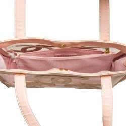 مملوكة مسبقًا حقيبة يد شانيل CC تريبل متوسطة جلد لامعة و PVC وردية فاتحة