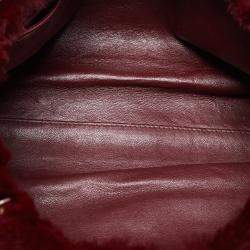 Pre Owned Chanel Maroon Fur Chain Shoulder Bag