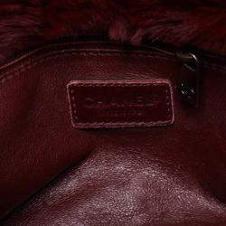 Pre Owned Chanel Maroon Fur Chain Shoulder Bag
