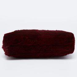 Pre Owned Chanel Maroon Fur Chain Shoulder Bag