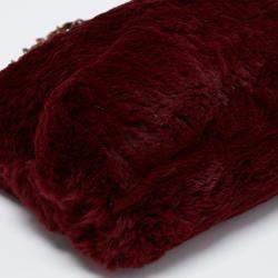 Pre Owned Chanel Maroon Fur Chain Shoulder Bag