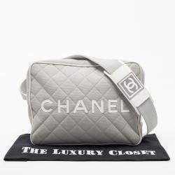 Chanel Light Grey/White Quilted Canvas and Leather Messenger Bag