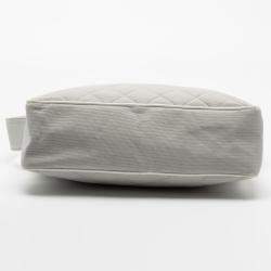 Chanel Light Grey/White Quilted Canvas and Leather Messenger Bag