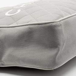 Chanel Light Grey/White Quilted Canvas and Leather Messenger Bag