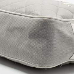 Chanel Light Grey/White Quilted Canvas and Leather Messenger Bag