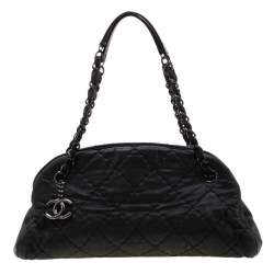 Chanel Black Quilted Iridescent Leather Medium Just Mademoiselle Bowler Bag  Chanel