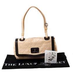 Pre Owned Chanel Beige/Black Quilted Leather Reissue Shoulder Bag
