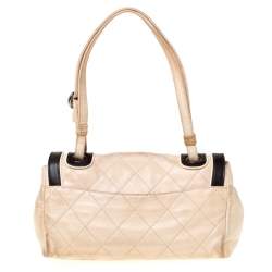 Pre Owned Chanel Beige/Black Quilted Leather Reissue Shoulder Bag