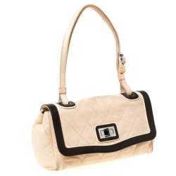 Pre Owned Chanel Beige/Black Quilted Leather Reissue Shoulder Bag