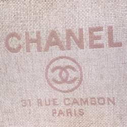 Pre Owned Chanel Pale Pink Raffia Large Deauville Clutch