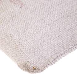 Pre Owned Chanel Pale Pink Raffia Large Deauville Clutch