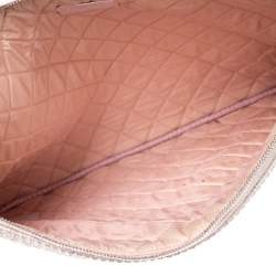 Pre Owned Chanel Pale Pink Raffia Large Deauville Clutch