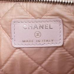 Pre Owned Chanel Pale Pink Raffia Large Deauville Clutch