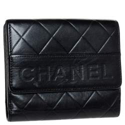 Chanel Black Quilted Leather Compact Wallet