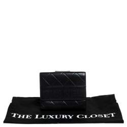 Chanel Black Quilted Leather Compact Wallet