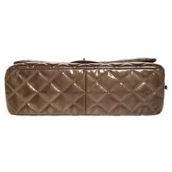 Pre Owned Chanel Brown Quilted Patent Leather Reissue 2.55 Classic 227 Flap Bag