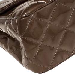 Pre Owned Chanel Brown Quilted Patent Leather Reissue 2.55 Classic 227 Flap Bag