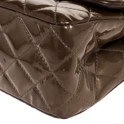 Pre Owned Chanel Brown Quilted Patent Leather Reissue 2.55 Classic 227 Flap Bag