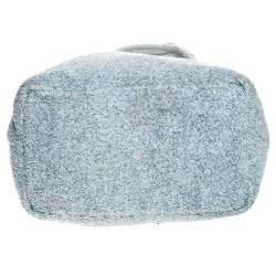 Pre Owned حقيبة يد شانيل بيتش تويد بيضاء/ زرقاء