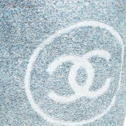 Pre Owned حقيبة يد شانيل بيتش تويد بيضاء/ زرقاء