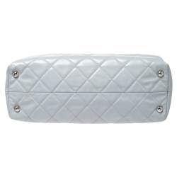 Pre Owned Chanel Grey Patent Leather Large In The Business Tote