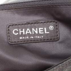 Pre Owned Chanel Metallic Grey Quilted Jersey Medium Flap Bag