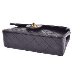 Pre Owned Chanel Black Quilted Lambskin Leather Chain Shoulder Bag