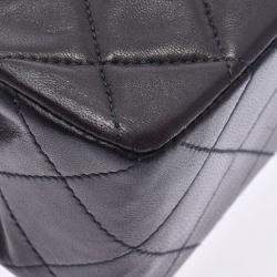 Pre Owned Chanel Black Quilted Lambskin Leather Chain Shoulder Bag