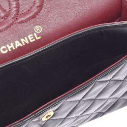 Pre Owned Chanel Black Quilted Lambskin Leather Chain Shoulder Bag