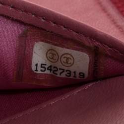 Pre Owned محفظة شانيل بسحاب ملتف جلد نقش كاميليا وردية