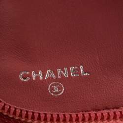 Pre Owned محفظة شانيل بسحاب ملتف جلد نقش كاميليا وردية