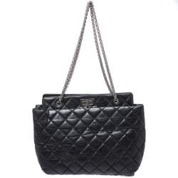 Chanel Black Quilted Aged Calfskin Leather Large Reissue Tote