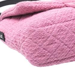 Pre Owned Chanel Pink/Black Quilted Tweed and Leather 2.55 Reissue Flap Bag