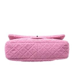 Pre Owned Chanel Pink/Black Quilted Tweed and Leather 2.55 Reissue Flap Bag