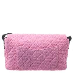 Pre Owned Chanel Pink/Black Quilted Tweed and Leather 2.55 Reissue Flap Bag