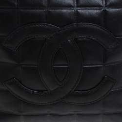 Pre Owned Chanel Black Leather Small Chocolate Bar Shoulder Bag