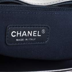 مملوكة مسبقًا Chanel Metallic Grey Cube Embossed Leather New Medium Boy Flap Bag