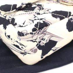 Pre Owned Chanel Black/White Quilted Airplane Printed Canvas Medium Flap Bag