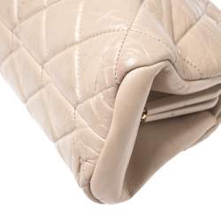 Pre Owned Chanel Beige Quilted Crackled Leather Medium Just Mademoiselle Bowling Bag