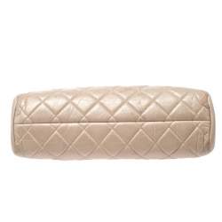 Pre Owned Chanel Beige Quilted Crackled Leather Medium Just Mademoiselle Bowling Bag