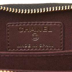 مملوكة مسبقًا محفظة عملات معدنية شانيل سحاب ملتف جلد كافيار مبطن أسود