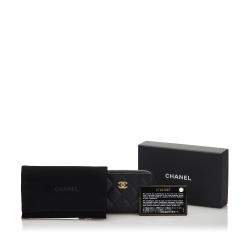 مملوكة مسبقًا محفظة عملات معدنية شانيل سحاب ملتف جلد كافيار مبطن أسود