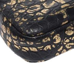 Chanel Black/Gold Croc Embossed Leather Graffiti Reissue WOC
