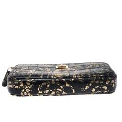 Chanel Black/Gold Croc Embossed Leather Graffiti Reissue WOC