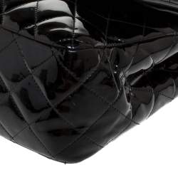 Pre Owned Chanel Black Quilted Patent Leather Jumbo Classic Double Flap Bag