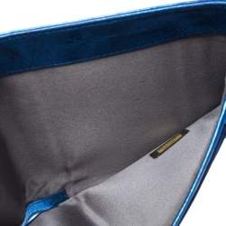 Chanel Metallic Blue Cracked Leather CC Bow Wallet