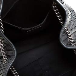 Pre Owned Chanel Black/Orange Perforated Leather CC Chain Tote