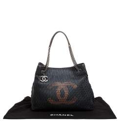 Pre Owned Chanel Black/Orange Perforated Leather CC Chain Tote